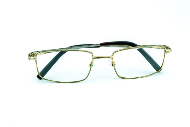 Old Eye Glasses Isolated on White - retro glasses - rusty glasses isolated - Photo, Image