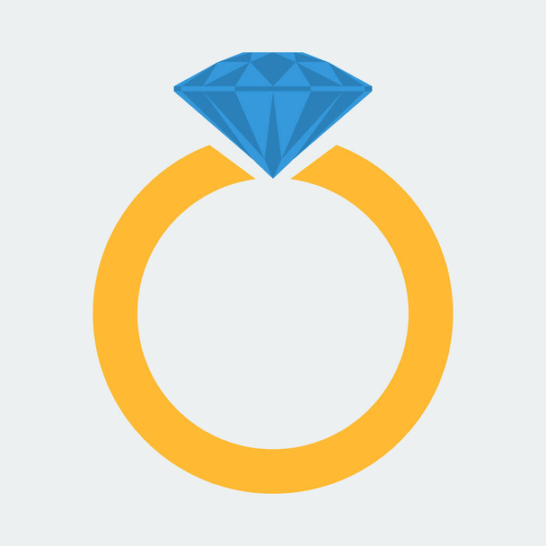 Ikona prstenu s diamantem. Svatební prsten. Symbol zasnoubení, svatba. Vektorový obrázek. - Vektor, obrázek