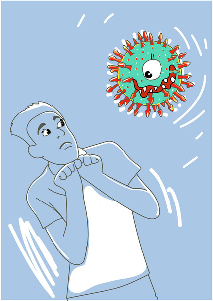 Uomo spaventato guardando Coronaviridae
 - Vettoriali, immagini