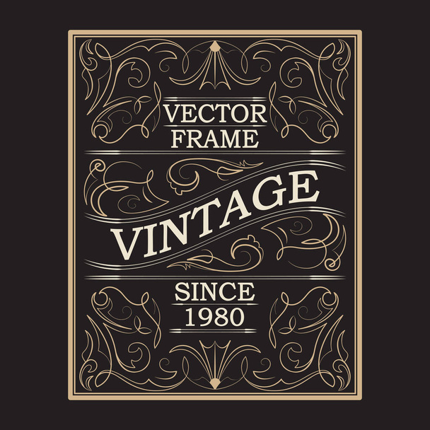 Antique label, vintage frame design, typography, retro logo template, vector illustration - Vektor, Bild