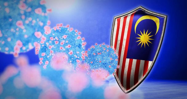 Kampf Malaysias mit dem Coronavirus - 3D-Darstellung - Foto, Bild