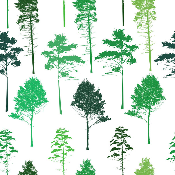 Der nahtlose Hintergrund sind die Silhouetten der Bäume. Vektorillustration - Vektor, Bild
