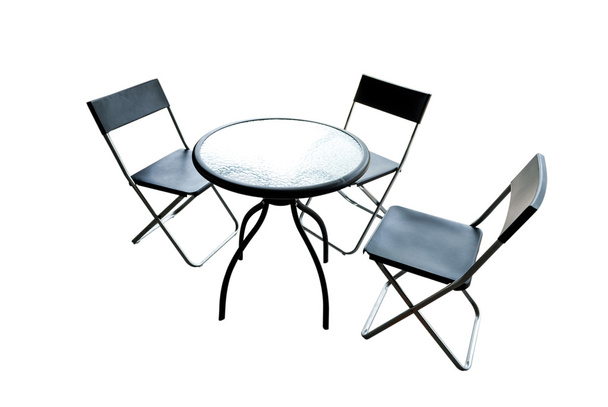 moderní interiér stůl a židle izolovaných na bílém pozadí - Fotografie, Obrázek