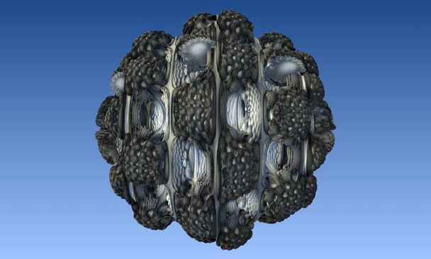 Imagem abstrata de uma célula de vírus, macro, close up. Renderização 3d
 - Foto, Imagem
