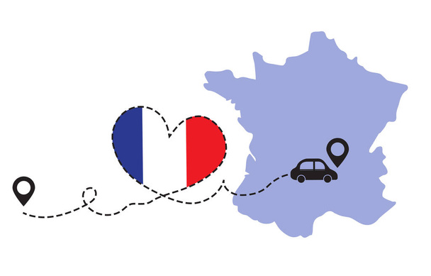 Utazás Franciaországba autóval koncepció - Vektor, kép