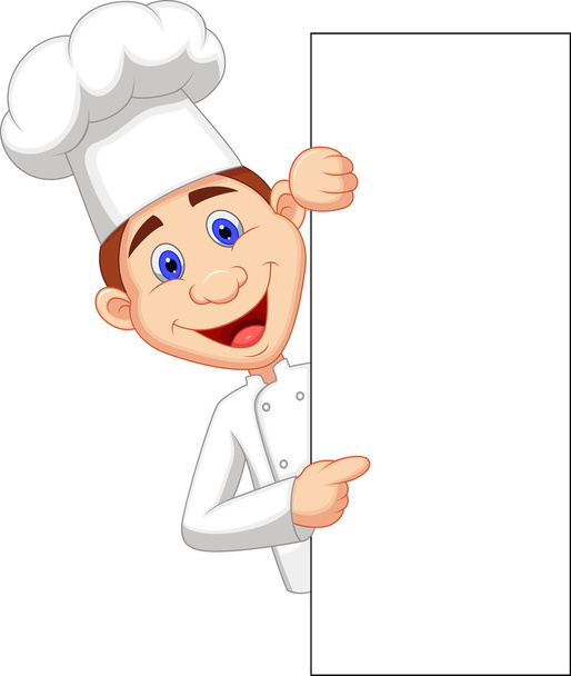 Desenhos animados Chef com sinal em branco
 - Vetor, Imagem