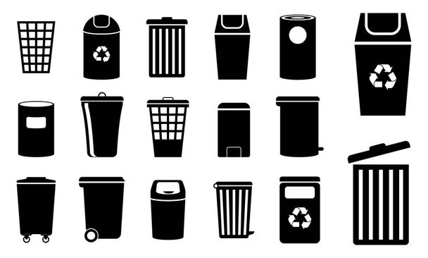 conjunto de ícone lixo bin ou lixo pode desperdiçar cesta ou conceito ecologia reciclagem. eps 10 vetor, fácil de modificar
 - Vetor, Imagem