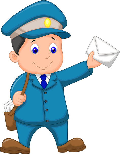 Mail carrier with bag and letter - Vector, Image