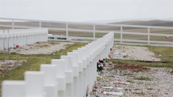 Arjantin Mezarlığı (Cementerio de Darwin, Malvinas), Darwin, Doğu Falkland, Falkland Adaları, Güney Atlantik . - Video, Çekim