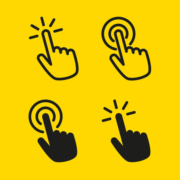 Set von Handzeiger oder Cursor-Mausklick auf flaches Symbol - Vektor, Bild