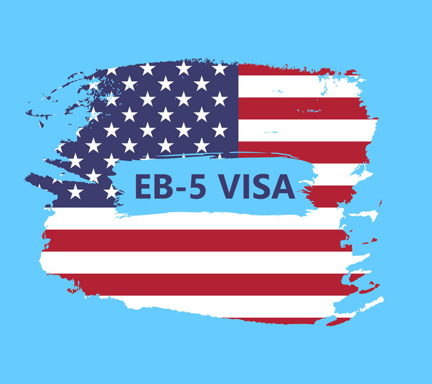 Eb-5 Visa yazılı soyut Amerikan bayrağı şeklinde pankart - Vektör, Görsel