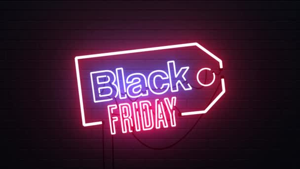 zwart vrijdag verkoop neon teken achtergrond beelden - Video