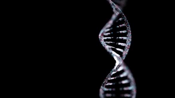 abstrakcyjny błyszczący DNA podwójna spirala z głębią pola nauka animacja DNA budowa genom futurystyczny materiał koncepcyjny projekt genetyka informacja komputerowa generowana animacja  - Materiał filmowy, wideo