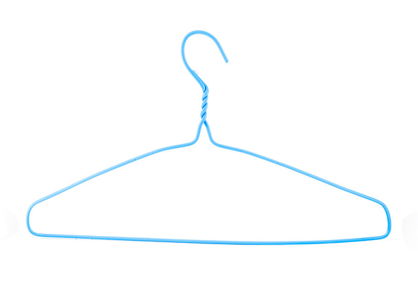 Blue clothes hanger rack isolated on white background - Photo, Image