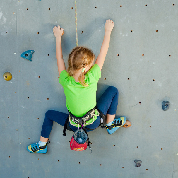 Little Girl Climbing Rock Wall - Photo, Image