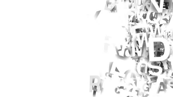verzameling van langzaam bewegende letters willekeurig op een geïsoleerde witte achtergrond 3d abstracte animatie met willekeurige letters  - Video