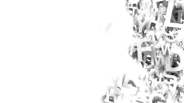 verzameling van langzaam bewegende letters willekeurig op een geïsoleerde witte achtergrond 3d abstracte animatie met willekeurige letters  - Video