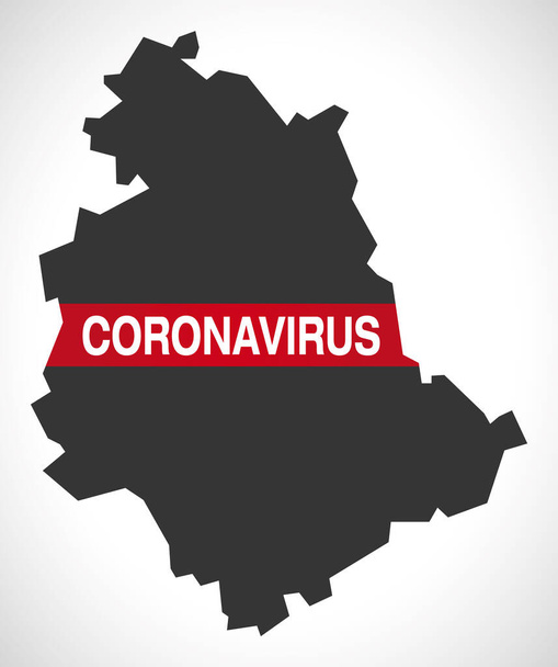 Mapa regionu Umbria Itálie s varovným příkladem koronaviru - Vektor, obrázek