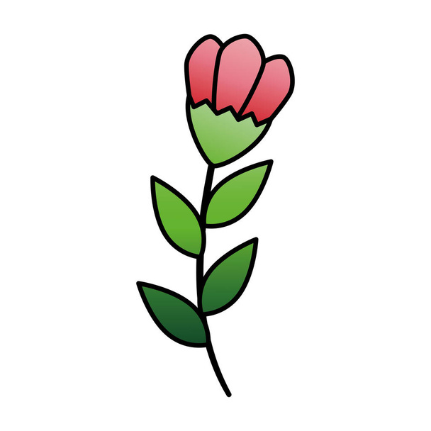 mignon fleur rouge branche et feuilles icône isolée
 - Vecteur, image