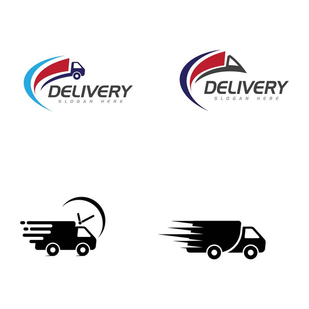 Fast shipping delivery truck flat vector icon - Vector, Image
