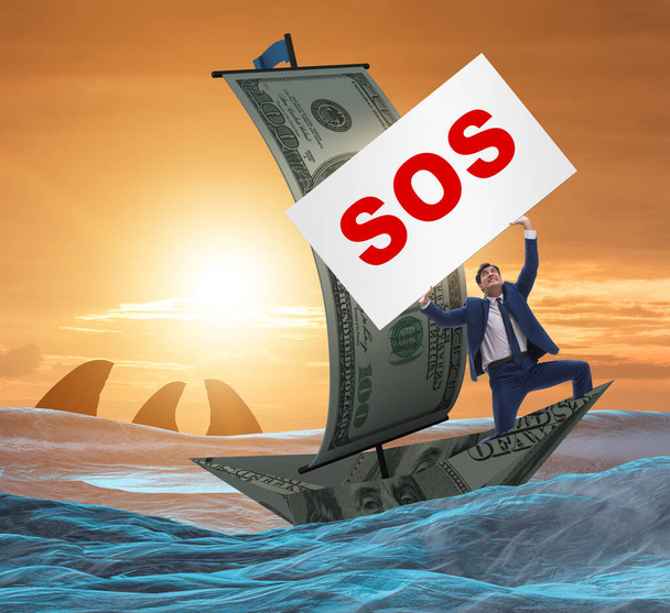 Üzletember segítséget kér SOS üzenetben a hajón - Fotó, kép