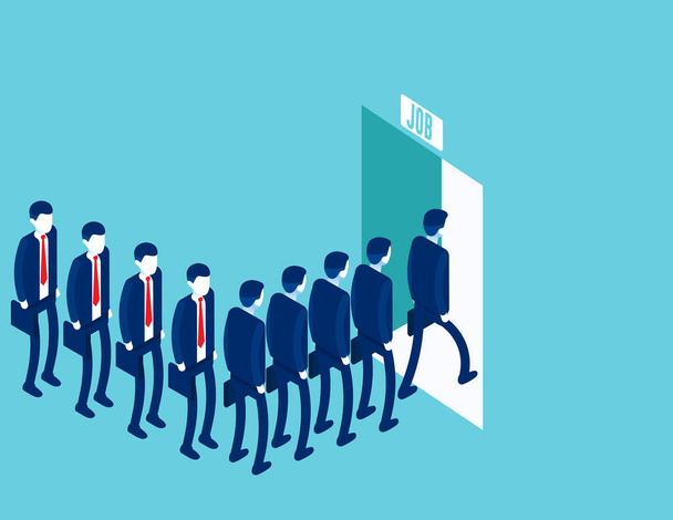Business people waiting for job. Business Job interview. Cartoon vector in isometric style - Vector, Image
