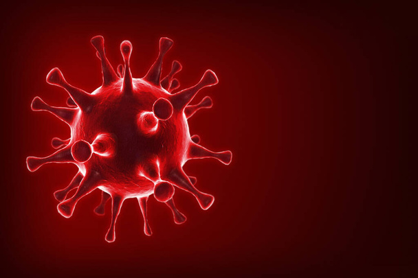 Coronavirus-Konzept. Mikroskopvirus aus nächster Nähe. 3D-Darstellung. - Foto, Bild