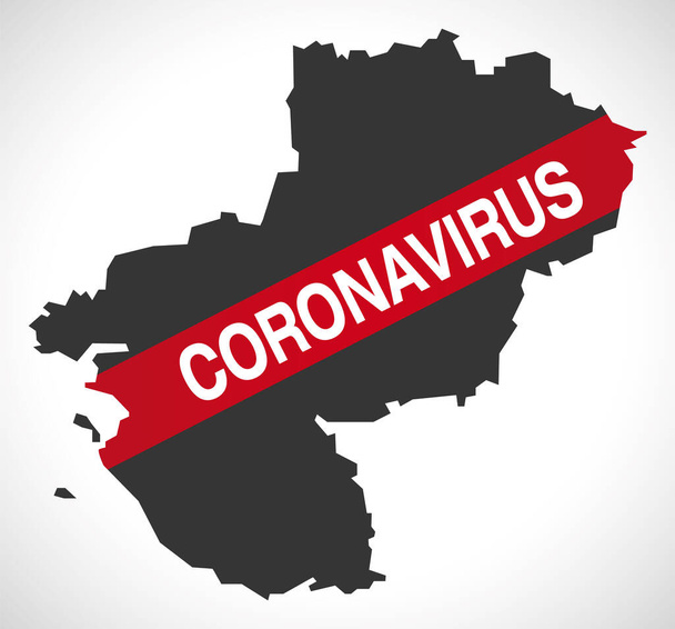 Pays de la Loire Franciaország térképe Coronavirus figyelmeztető illusztrációval - Vektor, kép