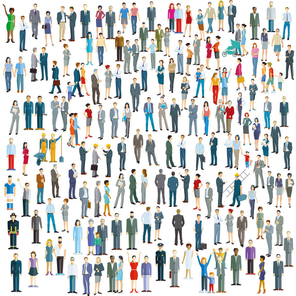 Large crowd on white background. Vector illustration - Vector, Image