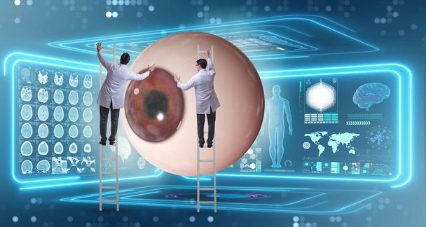 Lääkäri tutkii jättiläinen silmä lääketieteellinen käsite
 - Valokuva, kuva