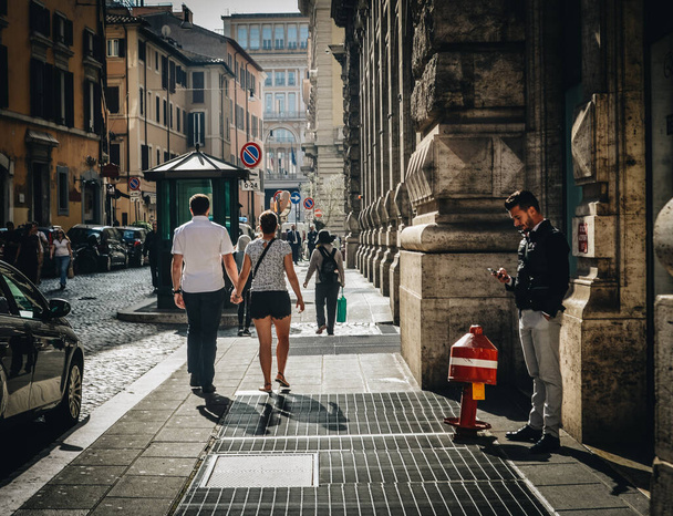 Rome, Italy - Oct 7, 2018. People walking on street in downtown. Rome, the Eternal City, is the capital and largest city of Italy. - Valokuva, kuva