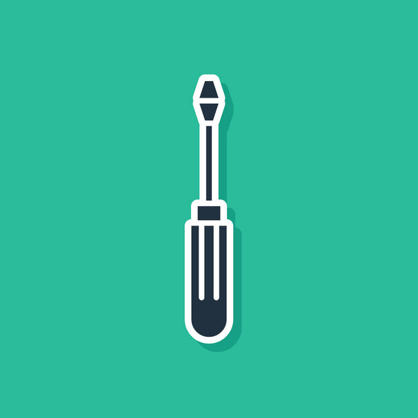 Blue Screwdriver icon isolated on green background. Service tool symbol. Vector Illustration - Vector, Image