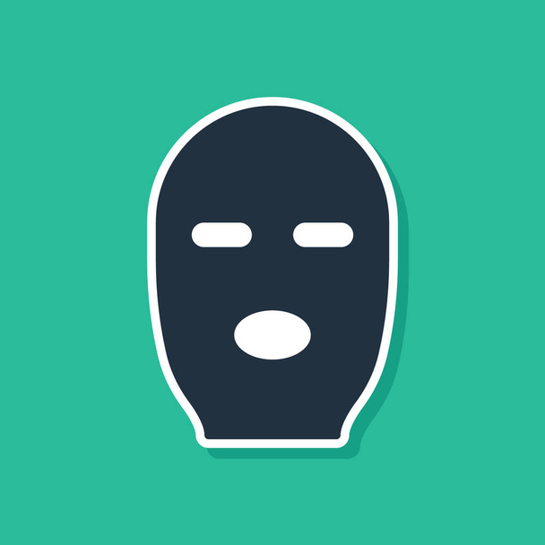 Sininen varas naamio kuvake eristetty vihreällä taustalla. Rosvonaamari, rikollinen. Vektorikuvaus
 - Vektori, kuva