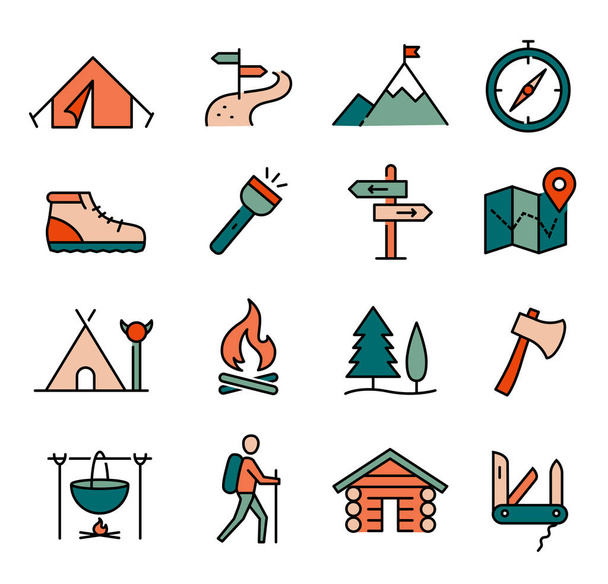 Colección de iconos al aire libre y camping
 - Vector, imagen