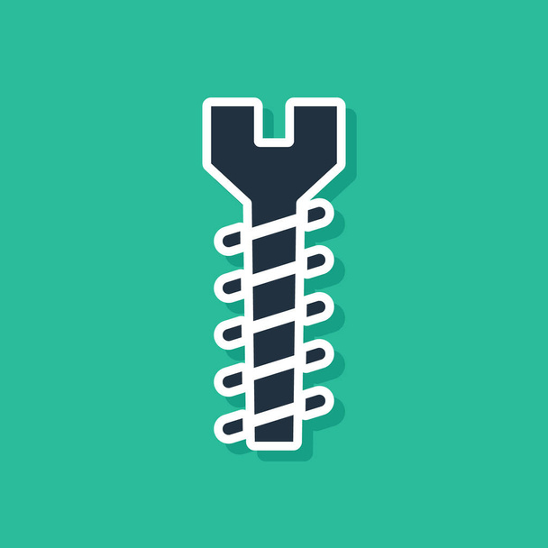 Blue Metallic screw icon isolated on green background. Vector Illustration - Vector, Image