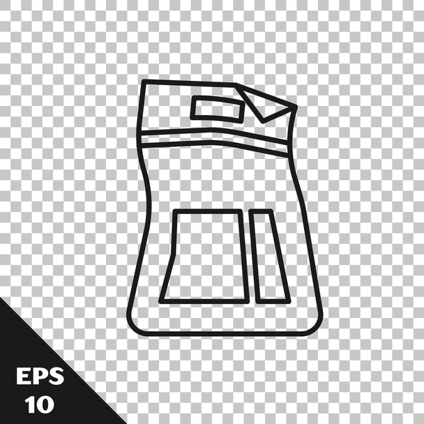 Black line Cement bag icon isolated on transparent background. Vector Illustration - Vector, Image