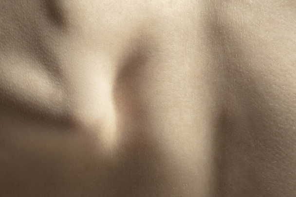 Texture of human skin. Close up of well-kept caucasian human body - Photo, image