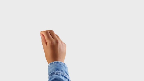 mixed race deep skin tone male hand makes a zoom gesture on white - Video, Çekim