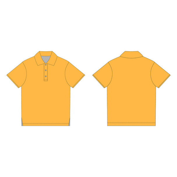 Oranssi poolo t-paita eristetty valkoisella taustalla. Univormu vaatteet. Edessä ja takana tekninen luonnos. Vektori muoti kuvitus
. - Vektori, kuva