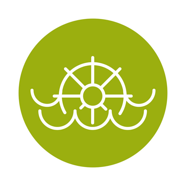 water mill alternative sustainable energy block line style icon - Vector, Image