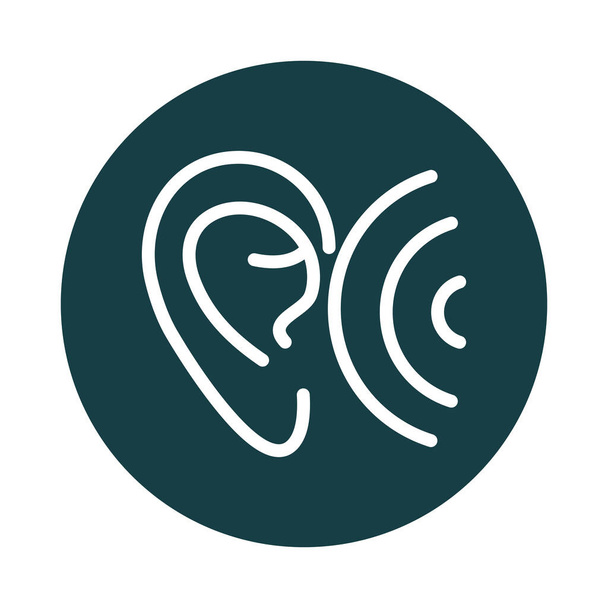 ear wave audio sound block style icon - Vector, Image