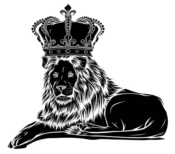 Vector Color King Lion Illustration на белом фоне
 - Вектор,изображение