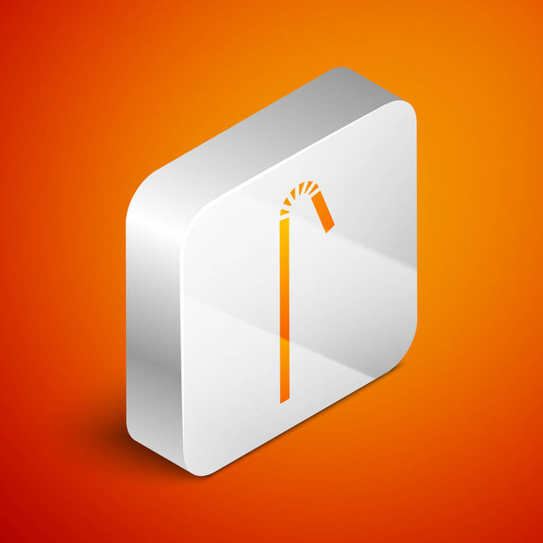 Isometric Drinking plastic straw icon isolated on orange background. Silver square button. Vector Illustration - Vector, Image