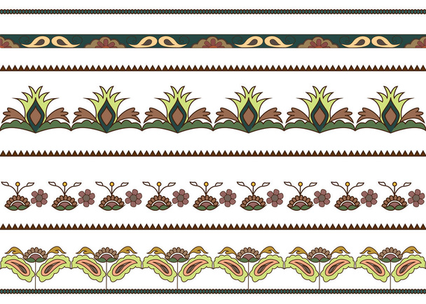 Morroccan και boho style 6 συνοριακά επαναλαμβανόμενα σχέδια συνόρων - Διάνυσμα, εικόνα