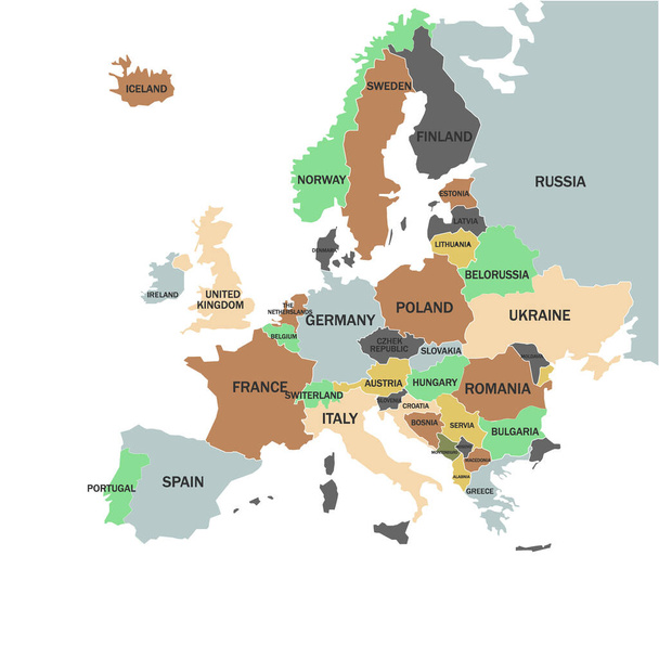 Ευρώπη - πολιτικό χάρτη της Ευρώπης - Διάνυσμα, εικόνα