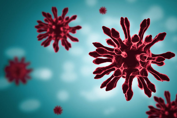 3D απεικόνιση της πανδημίας του ιού covid-19 και την έννοια του ιού του αντιικού φαρμάκου κορόνα. - Φωτογραφία, εικόνα