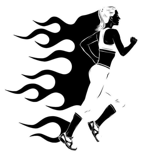 Woman athletes on running race on white background vector - Vector, Image