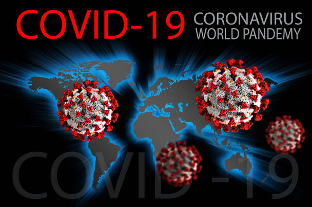 Iluminação 3D Coronavírus chinês COVID-19 COVID-19 SARS, vírus 2020, MERS-CoV, vírus chinês 2019-nCoV. Iluminação 3D
 - Foto, Imagem