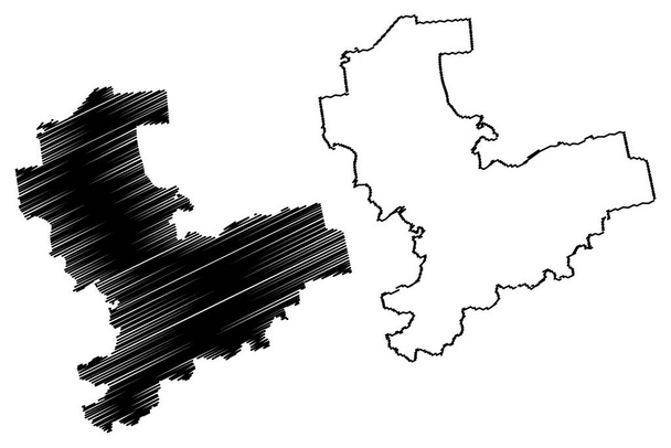 Vecumnieki község (Lett Köztársaság, Lettország közigazgatási egységei, települések és területi egységeik) térkép vektor illusztráció, firka vázlat Vecumnieki térkép - Vektor, kép