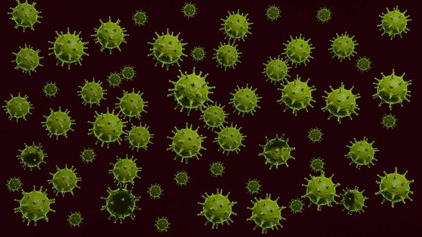 Vírus Coronavirus 2019-nCov Microscópio de perto renderização 3D
. - Foto, Imagem